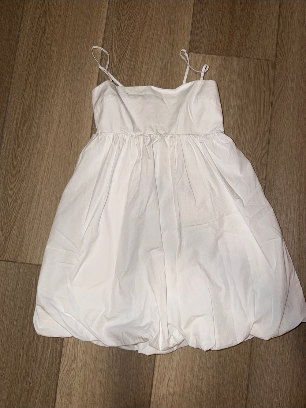 Sunday Best White Spaghetti Strap Bubble Dress
